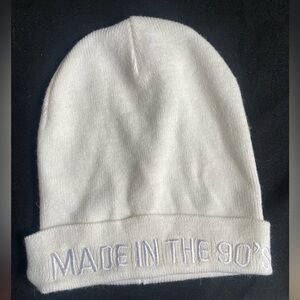 White Beanie with Embroidered Text